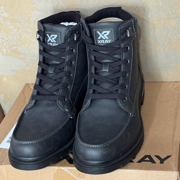 Xray Jason Black Combat Boots Men’s 12 Lace-Up Ankle Workwear Style Grip - Picture 2 of 9